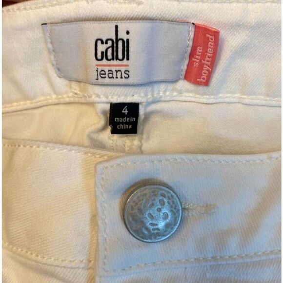 Cabi White Jeans Slim Boyfriend Style 5171 Size 4 Cotton Blend Minimalist Skinny - Picture 10 of 10